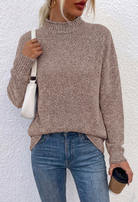 PRETTYGARDEN Womens Sweaters 2026 Mock Neck Ribbed Knit Fall Outfits | Long Sleeve Pullover Tops, Rolled Edge, Loose Fit, Soft Cotton Fabric, Comfy Cozy Sweater, Versatile Casual Cute Clothes