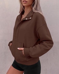 PRETTYGARDEN Womens Long Sleeve Quarter Zip Crop Sweatshirts | Mock Neck FLeece Sweatshirt, Button up Henley Neck Pullover, Relaxed Fit Cropped Tops, Casual Lounge Wear, Fall Outfits 2026