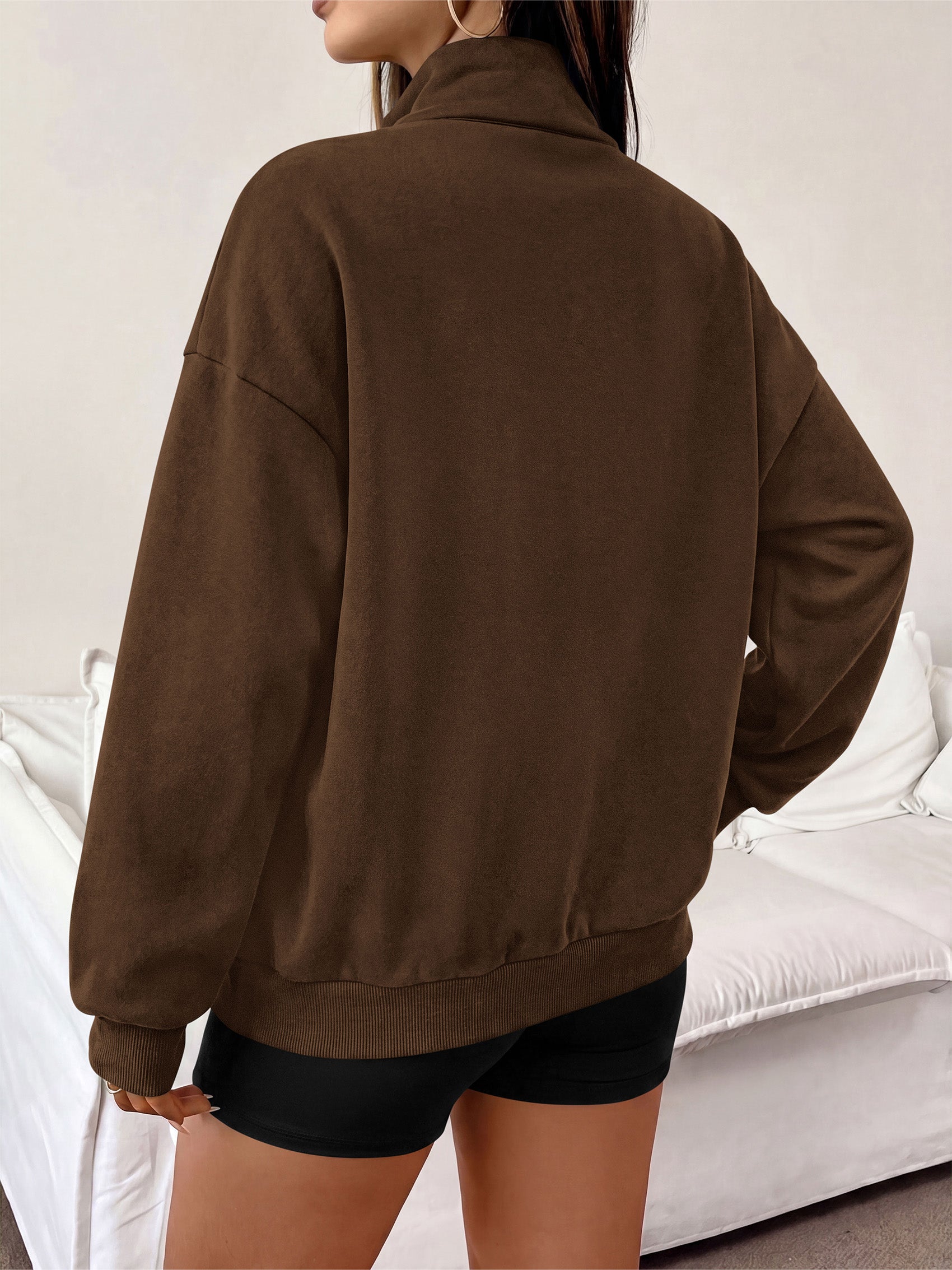 PRETTYGARDEN Women's Quarter Zip Fleece Pullover Sweatshirts | Oversized Half Zip Sweatshirt with Collar, Fleece Jacket, Trendy Long Sleeve Pullover Tops, Y2k Fashion Fall Outfits 2026
