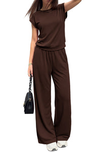 PRETTYGARDEN Women's Summer 2 Piece Lounge Sets 2026 Cap Sleeve Tops Wide Leg Pants Workout Sets Loose Casual Tracksuit PRETTYGARDEN