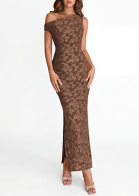 PRETTYGARDEN Womens Floral One Shoulder Maxi Dress 2026 Summer Spring Bodycon Ruched Side Slit Elegant Cocktail Party Dresses PRETTYGARDEN