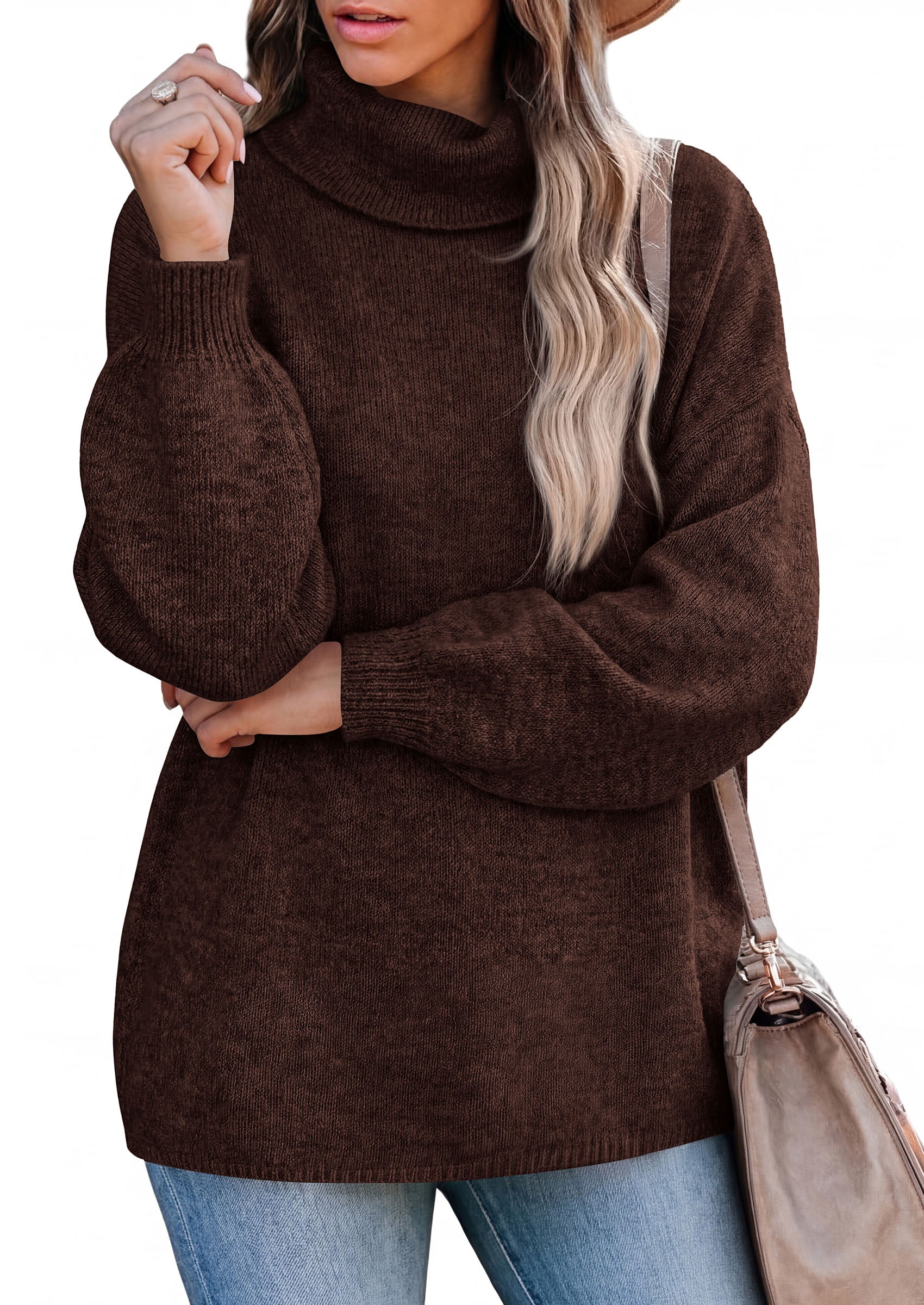 PRETTYGARDEN Women's Winter Turtleneck Sweaters Oversized Warm Pullover  Cozy Chunky Knit Sweater, Long Sleeve Tunic, Loose Fit Dressy Casual Tops, Trendy Fall Fashion Clothing, Holiday Outfits