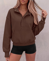 PRETTYGARDEN Womens Long Sleeve Quarter Zip Crop Sweatshirts | Mock Neck FLeece Sweatshirt, Button up Henley Neck Pullover, Relaxed Fit Cropped Tops, Casual Lounge Wear, Fall Outfits 2026