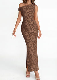 PRETTYGARDEN Womens Floral One Shoulder Maxi Dress 2026 Summer Spring Bodycon Ruched Side Slit Elegant Cocktail Party Dresses PRETTYGARDEN