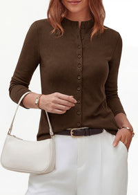 PRETTYGARDEN Womens Fall Lightweight Knit Cardigan Sweater | Button Down Long Sleeve Crew Neck,Soft Ribbed Knit Slim Fit,Business Casual Going Out Travel Outfits,Fashion Clothing 2026