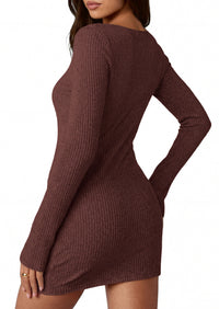 PRETTYGARDEN Womens Fall Bell Long Sleeve Mini Dress 2026 Casual Boat Neck Ribbed Bodycon Short Party Cocktail Dresses
