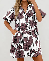 PRETTYGARDEN Womens Summer Dresses 2026 Casual Puff Sleeve Button Down Mini Shirt Dress Boho Floral Babydoll Sun Dress PRETTYGARDEN