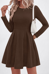 PRETTYGARDEN Women Basic Long Sleeve Crewneck Mini Dress