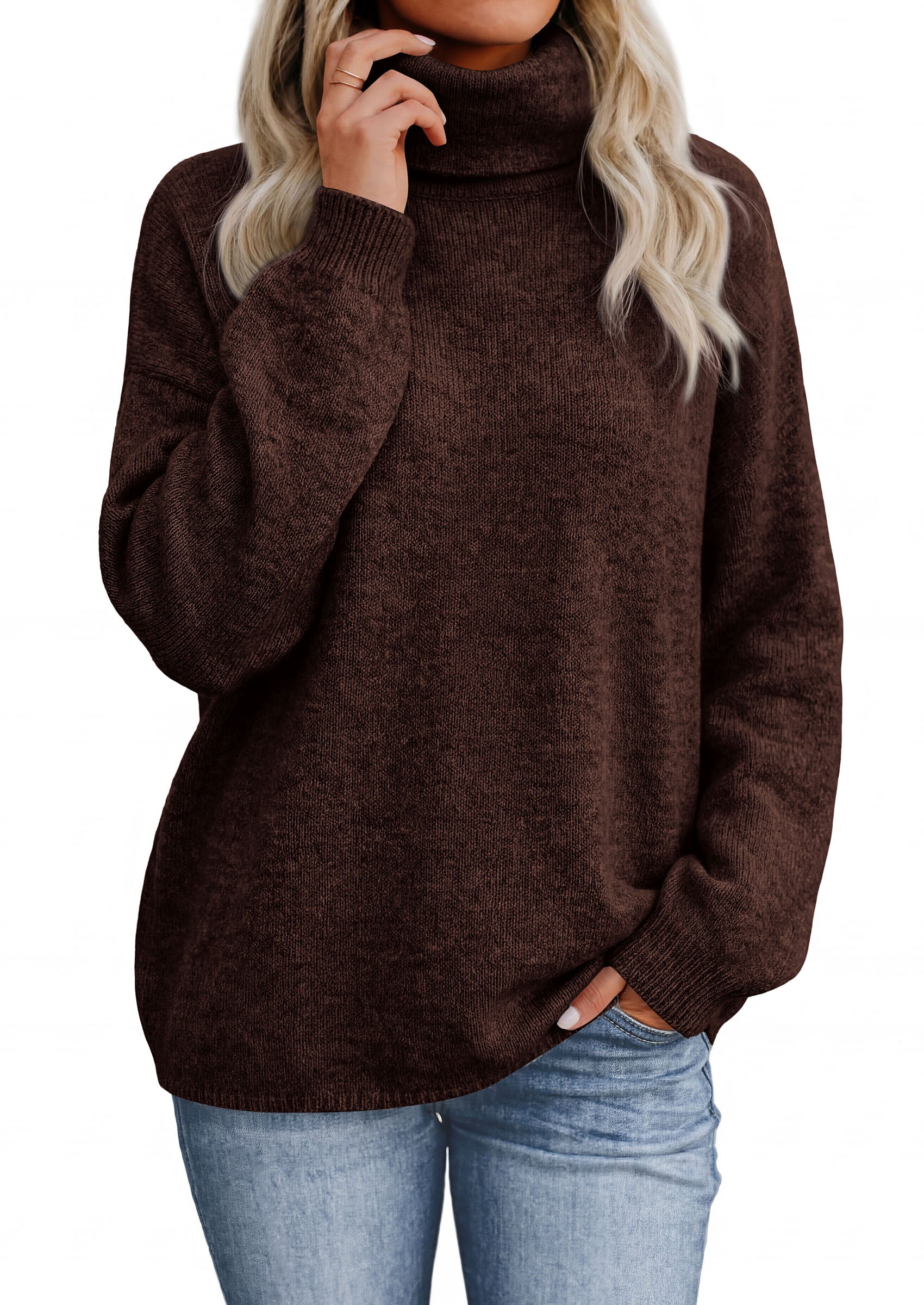 PRETTYGARDEN Women's Winter Turtleneck Sweaters Oversized Warm Pullover  Cozy Chunky Knit Sweater, Long Sleeve Tunic, Loose Fit Dressy Casual Tops, Trendy Fall Fashion Clothing, Holiday Outfits
