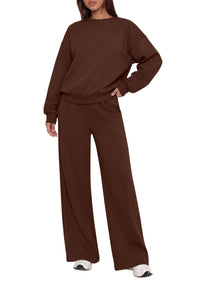 PRETTYGARDEN 2 Piece Lounge Sets for Women Casual Sweatsuits | Soft Stretchy,Drop Shoulder Crew Neck Sweatshirt & Wide Leg Pants,Workout Airport Matching Set Tracksuit,Fall Winter Outfits