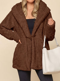 PRETTYGARDEN Women's Winter Warm Coats Hooded Faux Fur Sherpa Jacket  Fuzzy Fleece, Thumb Holes, Long Sleeve Pockets, Teddy Bear Jackets, Trendy Casual Fall Clothes, Holiday Going Out Outfits