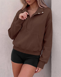 PRETTYGARDEN Womens Long Sleeve Quarter Zip Crop Sweatshirts | Mock Neck FLeece Sweatshirt, Button up Henley Neck Pullover, Relaxed Fit Cropped Tops, Casual Lounge Wear, Fall Outfits 2026