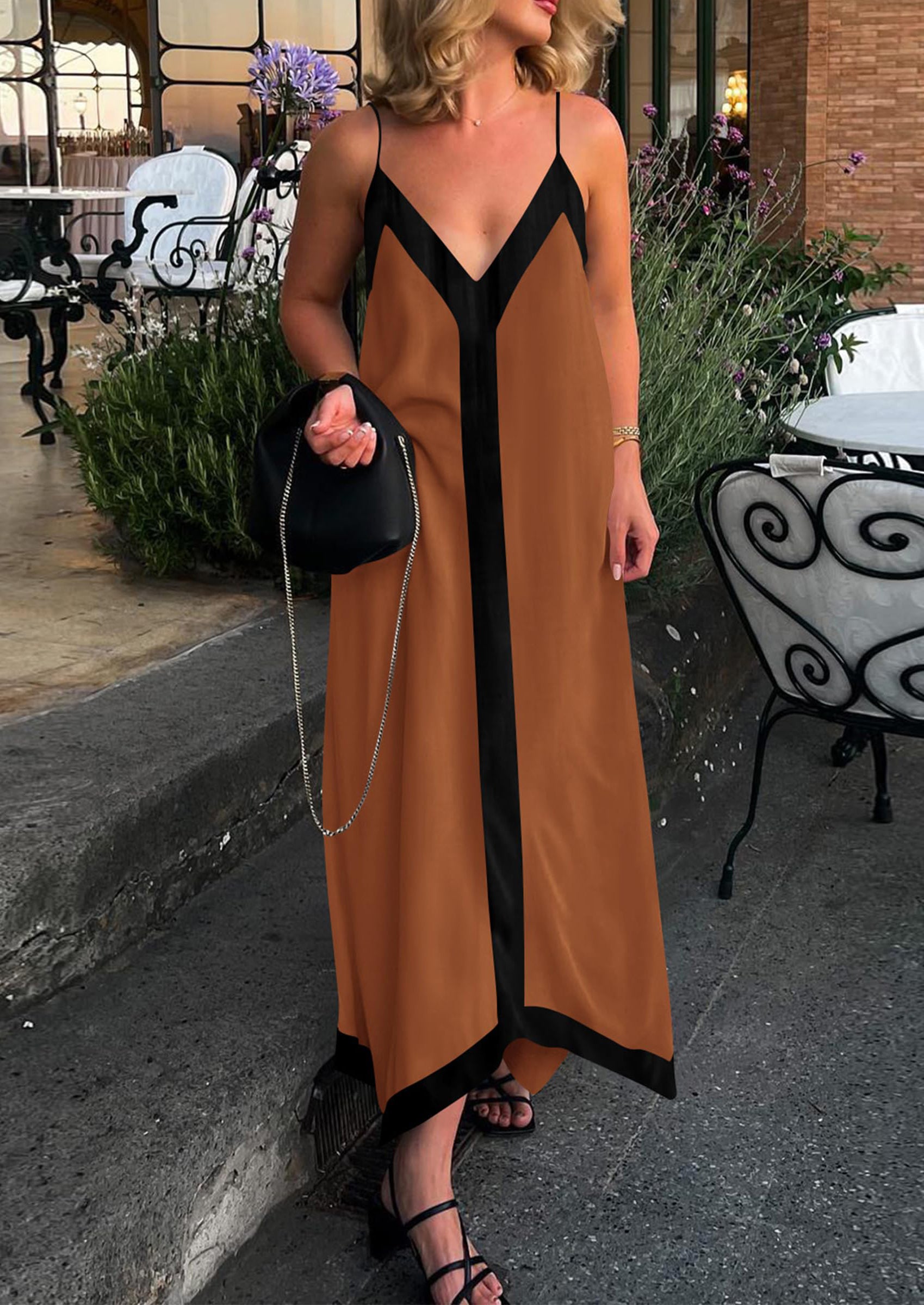 PRETTYGARDEN Women's Flowy Maxi Dress Summer Sleeveless V Neck Spaghetti Strap Elegant Wedding Party Dresses