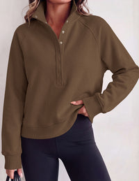 PRETTYGARDEN Women's Fall Trendy Oversized Sweatshirts | Comfy Ribbed Fabric, Raglan Long Sleeve Collared; Button Up Henley Pullover Blouse, Casual Workout Tops, Y2K Fashion Clothing