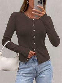 PRETTYGARDEN Fall Fitted Cardigan Sweaters for Women Button Down  | Basic Crewneck Long Sleeve Sweater Tops, Ribbed Trim, Slim Fit, Open Front, Daily Wear, Work, Date, Travel, Fashion Clothing