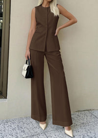 PRETTYGARDEN Women's 2 Piece Sets Summer 2026 Work Clothes Sleeveless Blazer Vest Pants Suits Spring Business Casual Outfits PRETTYGARDEN