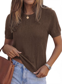PRETTYGARDEN Women's 2026 Spring Short Sleeve Sweater Knit Going Out Tops Work Shirts Trendy Summer Business Casual Outfits