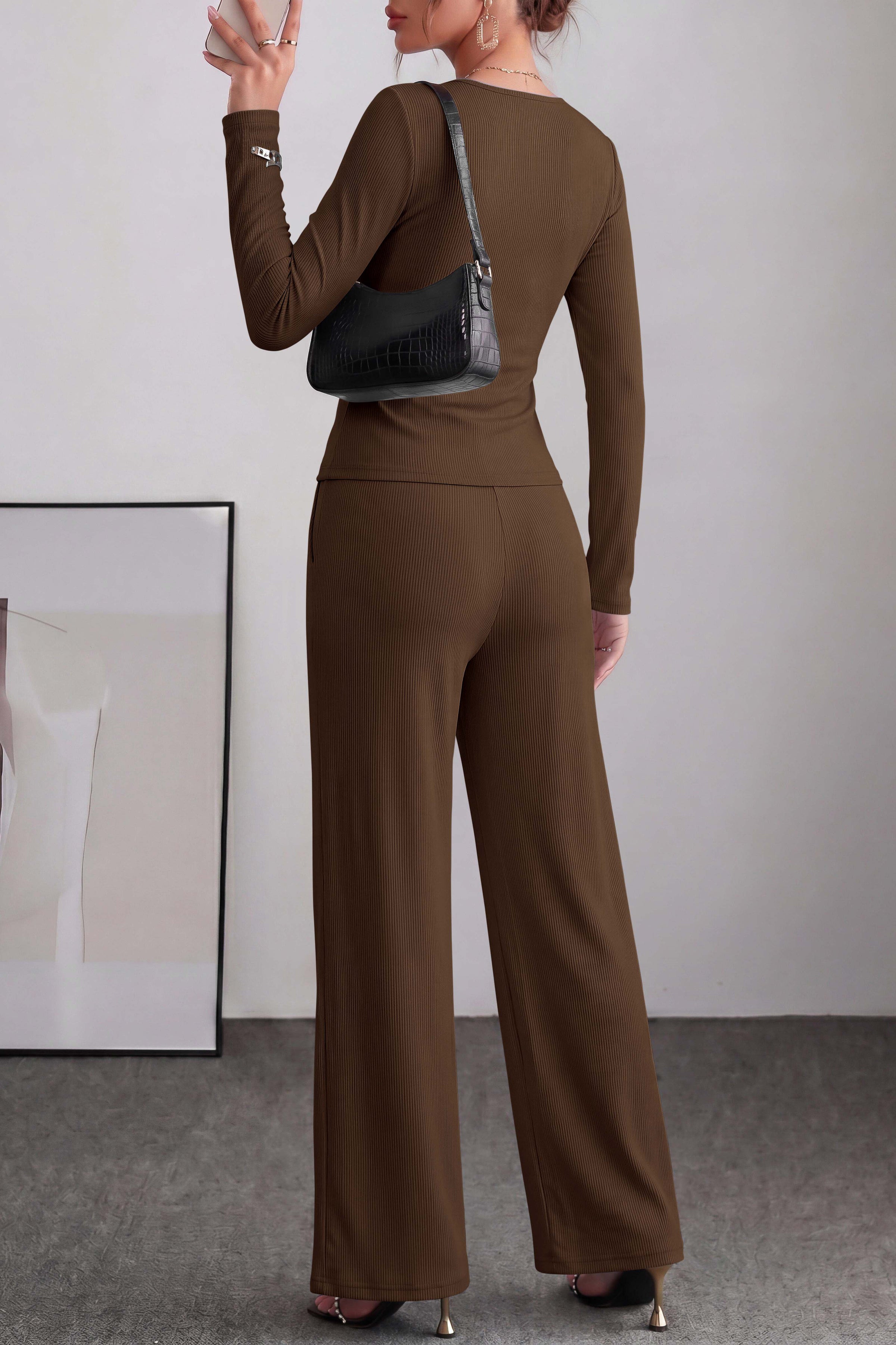 PRETTYGARDEN Women Fall 2 Piece LoungeWear Pant Sets