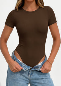 PRETTYGARDEN Body Suits for Womens Summer Tops 2026 Casual Short Sleeve Ribbed Fitted Basic Tee Shirts Spring Fashion Clothes PRETTYGARDEN