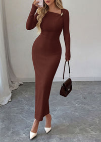 PRETTYGARDEN Womens Fall Long Sleeve Ribbed Sweater Dress | Breathable Knit Fabric, Elegant Bodycon Cut, Fashion Asymmetrical Neck, Night Out Party Dresses, 2026 Trendy Winter Clothes  Price, product page