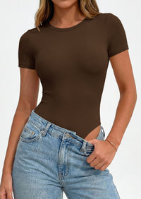 PRETTYGARDEN Body Suits for Womens Summer Tops 2026 Casual Short Sleeve Ribbed Fitted Basic Tee Shirts Spring Fashion Clothes PRETTYGARDEN