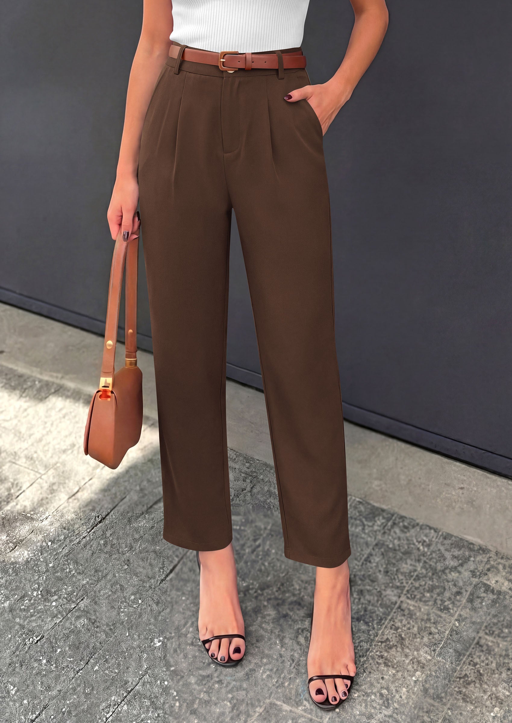 PRETTYGARDEN Womens Dress Pants Summer 2026 Work Clothes Tapered High Waisted Trousers Slacks Pockets Business Casual Outfits
