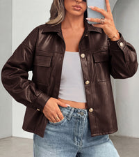 PRETTYGADEN Women's Faux Leather Jacket Fall Fashion Button Down Winter Coats Motorcycle Bomber Jackets Outerwear 2026