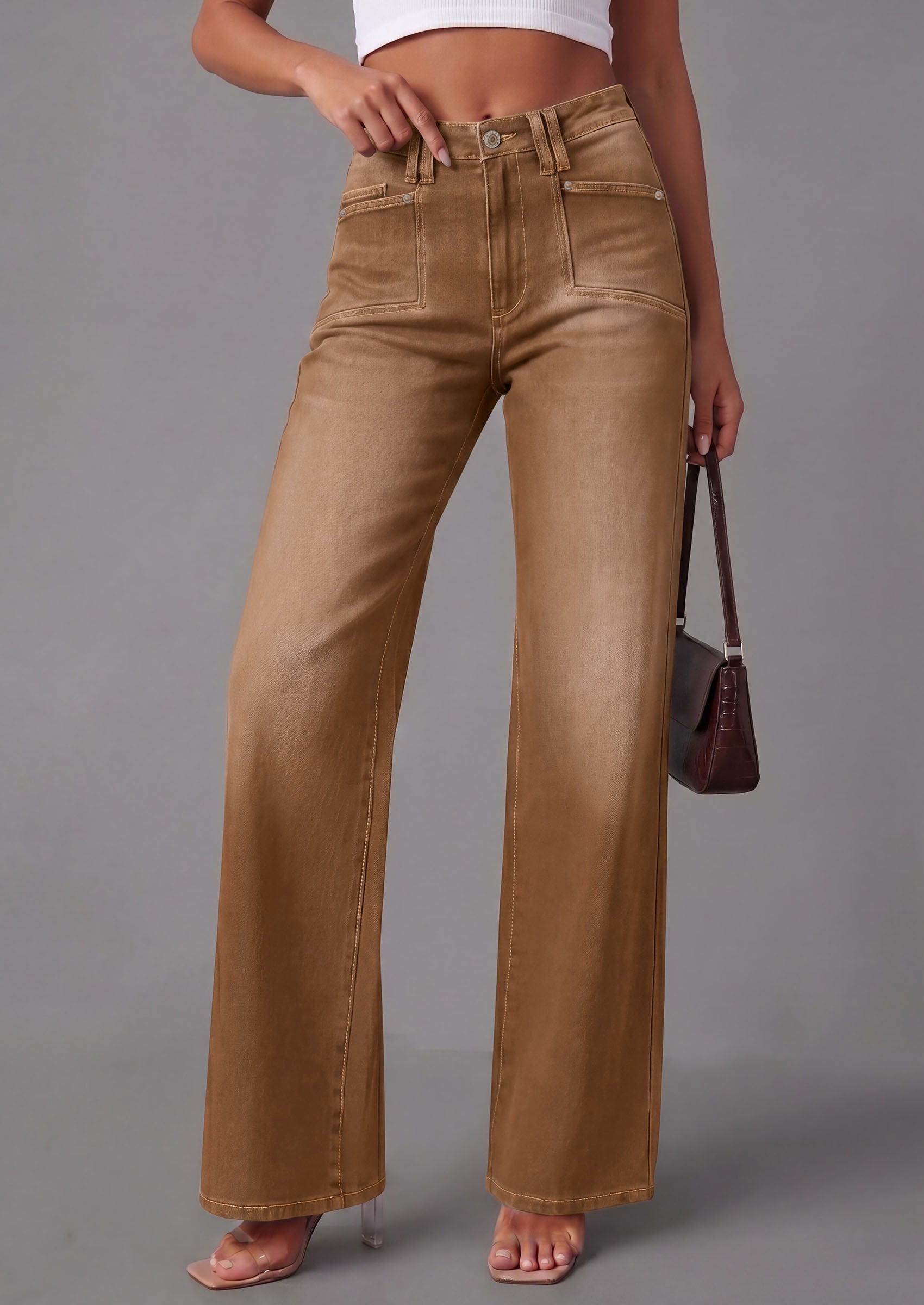 PRETTYGARDEN High Waisted Wide Leg Jeans for Women 2026 Trendy Baggy Straight Leg Stretchy Summer Denim Pants with Pockets