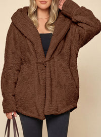 PRETTYGARDEN Women's Winter Warm Coats Hooded Faux Fur Sherpa Jacket  Fuzzy Fleece, Thumb Holes, Long Sleeve Pockets, Teddy Bear Jackets, Trendy Casual Fall Clothes, Holiday Going Out Outfits