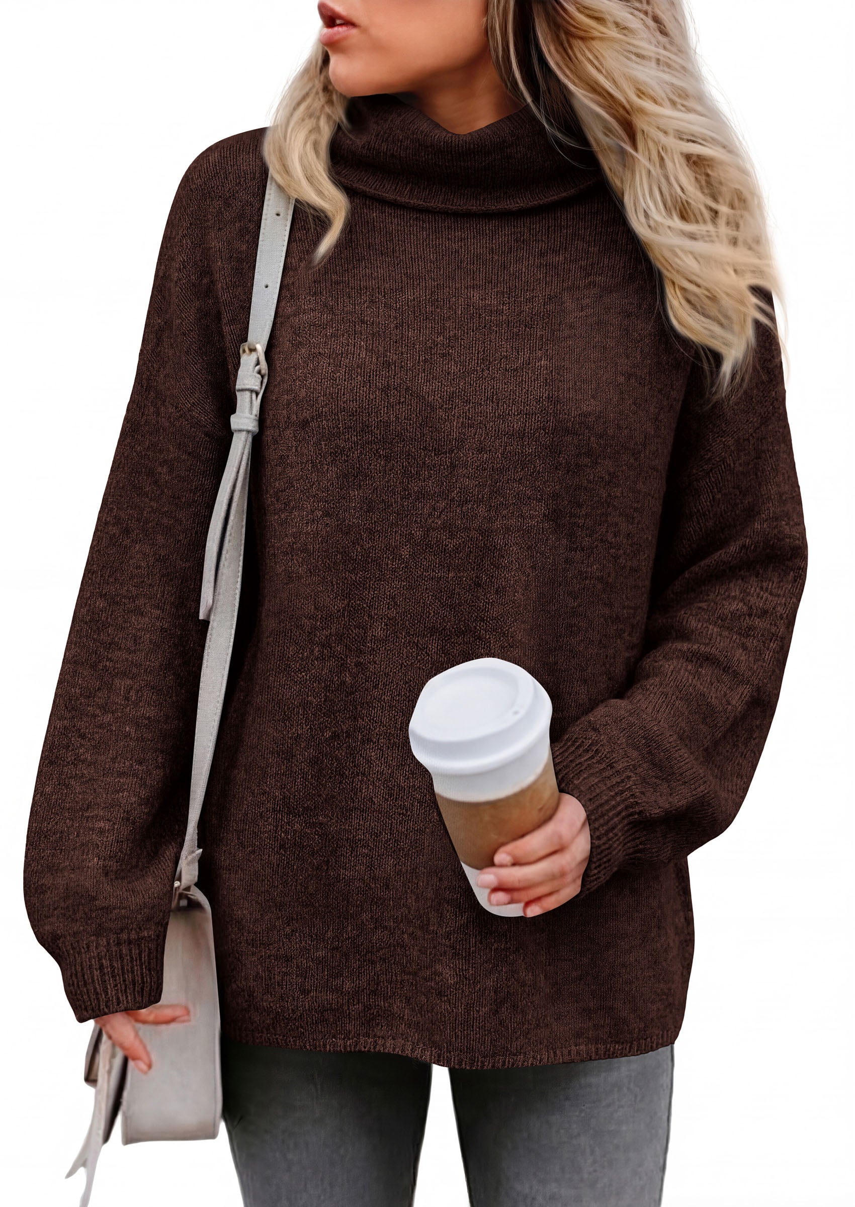 PRETTYGARDEN Women's Winter Turtleneck Sweaters Oversized Warm Pullover  Cozy Chunky Knit Sweater, Long Sleeve Tunic, Loose Fit Dressy Casual Tops, Trendy Fall Fashion Clothing, Holiday Outfits