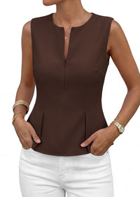 PRETTYGARDEN Women's 2026 Summer Vest Tops Business Casual Going Out Outfits Sleeveless Zip Up Dressy Tank Top Suit Waistcoat PRETTYGARDEN