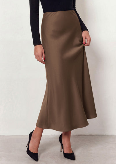 PRETTYGARDEN Women's 2026 Fall Fashion Maxi Long Skirts Trendy Silk Satin High Waisted A Line Mermaid Business Casual Outfits