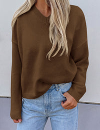 PRETTYGARDEN Women's Fall Fashion V Neck Cozy Sweaters | Soft Stretchy Warm, Chunky Knit Pullover, Loose Fit Long Sleeve Tops, Dressy Casual Blouses,Trendy Holiday Winter Outfits
