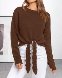 PRETTYGARDEN Casual Long Sleeve Strappy Sweaters for Women