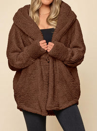 PRETTYGARDEN Women's Winter Warm Coats Hooded Faux Fur Sherpa Jacket  Fuzzy Fleece, Thumb Holes, Long Sleeve Pockets, Teddy Bear Jackets, Trendy Casual Fall Clothes, Holiday Going Out Outfits