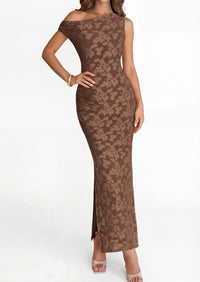 PRETTYGARDEN Womens Floral One Shoulder Maxi Dress 2026 Summer Spring Bodycon Ruched Side Slit Elegant Cocktail Party Dresses PRETTYGARDEN