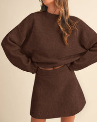 PRETTYGARDEN 2 Piece Sets For Women Sweater Mini Skirt Set