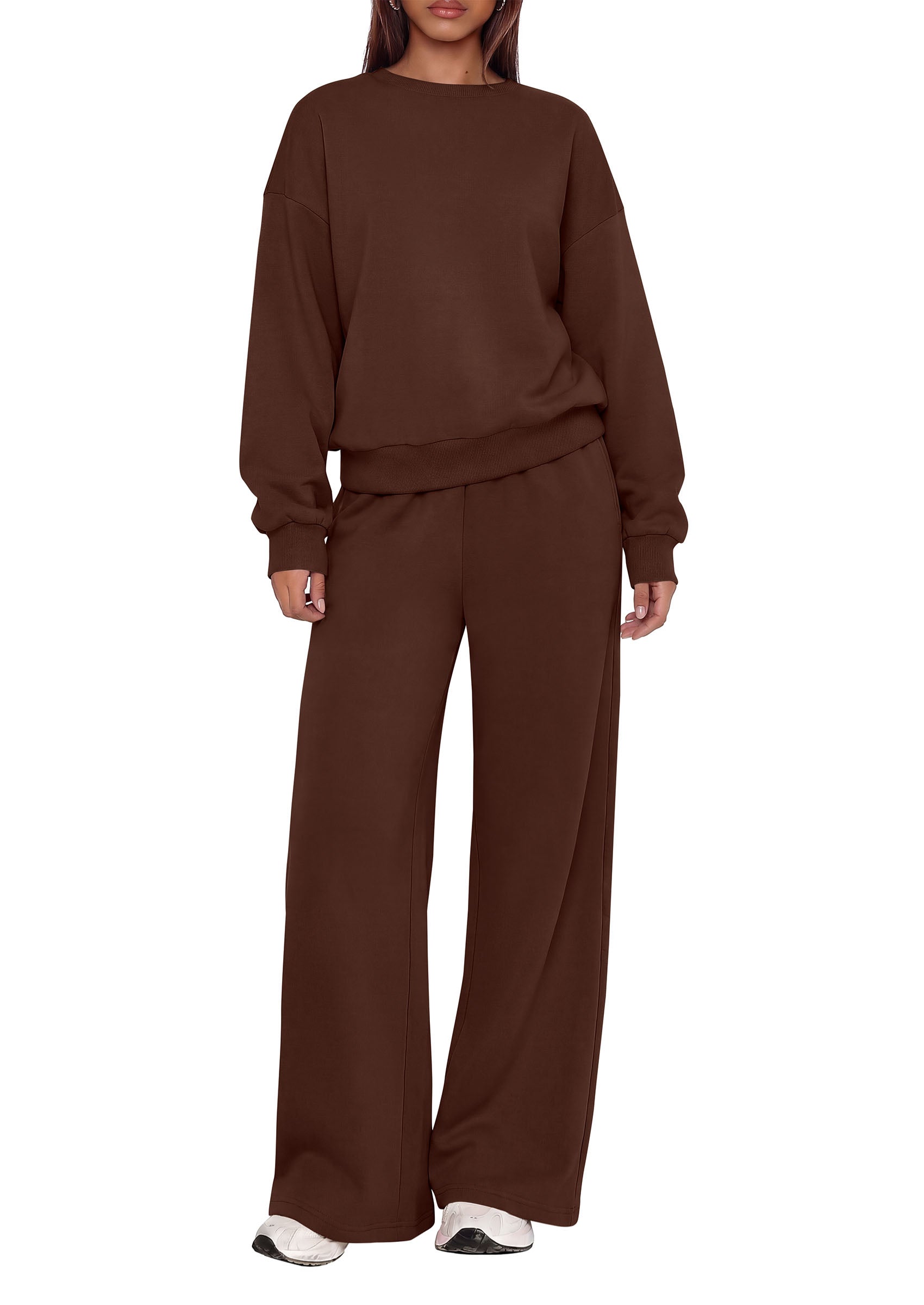 PRETTYGARDEN 2 Piece Lounge Sets for Women Casual Sweatsuits | Soft Stretchy,Drop Shoulder Crew Neck Sweatshirt & Wide Leg Pants,Workout Airport Matching Set Tracksuit,Fall Winter Outfits