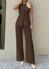 PRETTYGARDEN Women's 2 Piece Sets Summer 2026 Work Clothes Sleeveless Blazer Vest Pants Suits Spring Business Casual Outfits PRETTYGARDEN