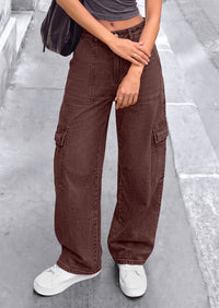 PRETTYGARDEN Barrel Pants Women Wide Leg Baggy Denim Jeans  Relaxed Fit,Utility Pockets,Loose Streetwear,Boyfriend Style,Y2K Outfits,Fashion Cargo Pants,Fall Clothes