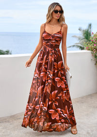 PRETTYGARDEN Women's Floral Maxi Dress Summer Outfits Spaghetti Strap Flowy Long Sundress Beach Vacation Boho Dresses PRETTYGARDEN