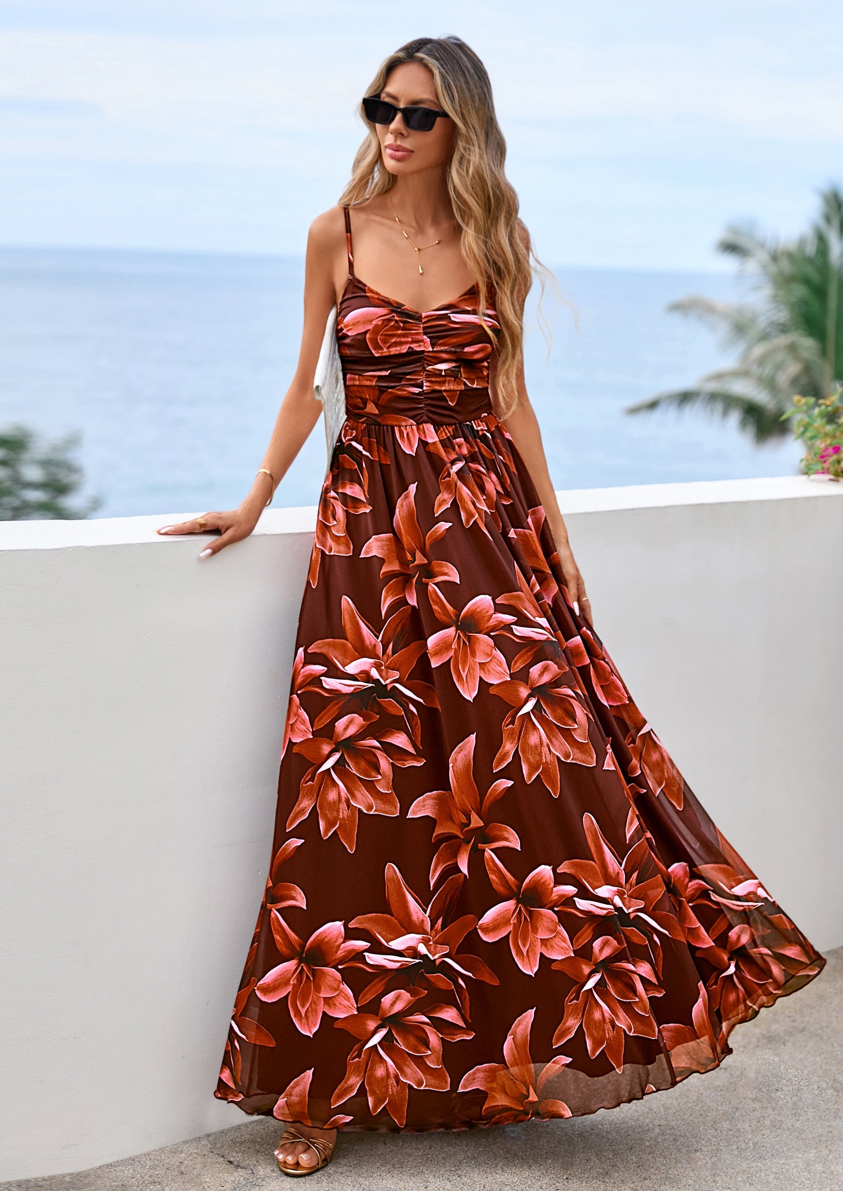 PRETTYGARDEN Women's Floral Maxi Dress Summer Outfits Spaghetti Strap Flowy Long Sundress Beach Vacation Boho Dresses PRETTYGARDEN