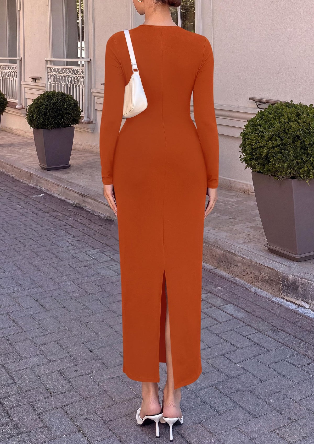 PRETTYGARDEN Women's Long Sleeve Ruched Bodycon Wedding Guest Maxi Dresses  Deep V Neck, Wrap Draped Dress, Slim Fit, Stretchy, Formal Maxi Dress 2026, Elegant Cocktail Party, Holiday Outfits