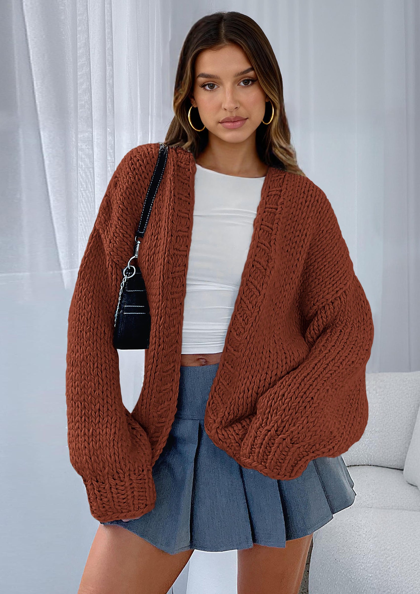 PRETTYGARDEN Cardigan Sweaters for Women Trendy Fall Fashion Long Sleeve Chunky Knit Cardigans Winter Clothing Outfits