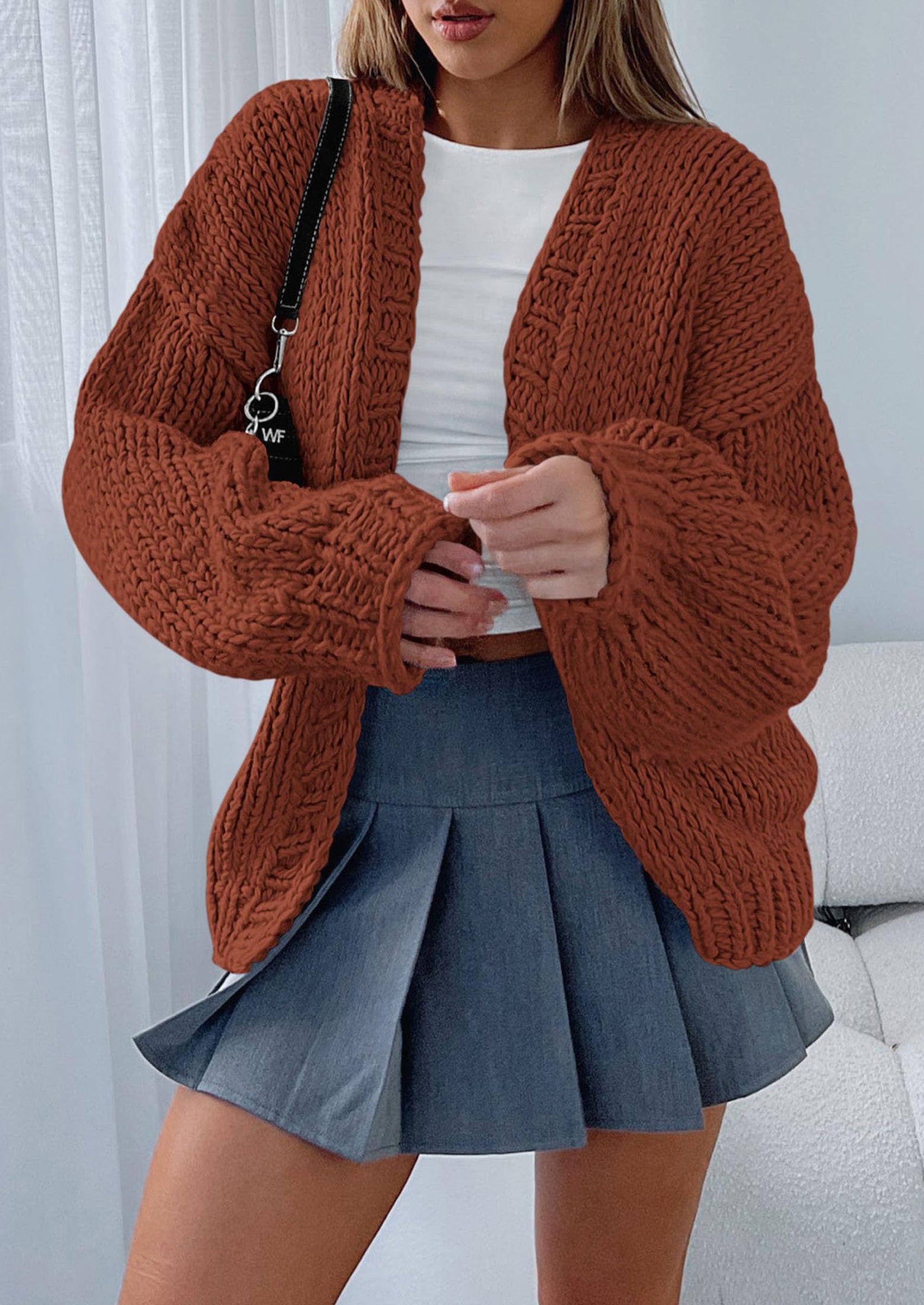 PRETTYGARDEN Cardigan Sweaters for Women Trendy Fall Fashion Long Sleeve Chunky Knit Cardigans Winter Clothing Outfits