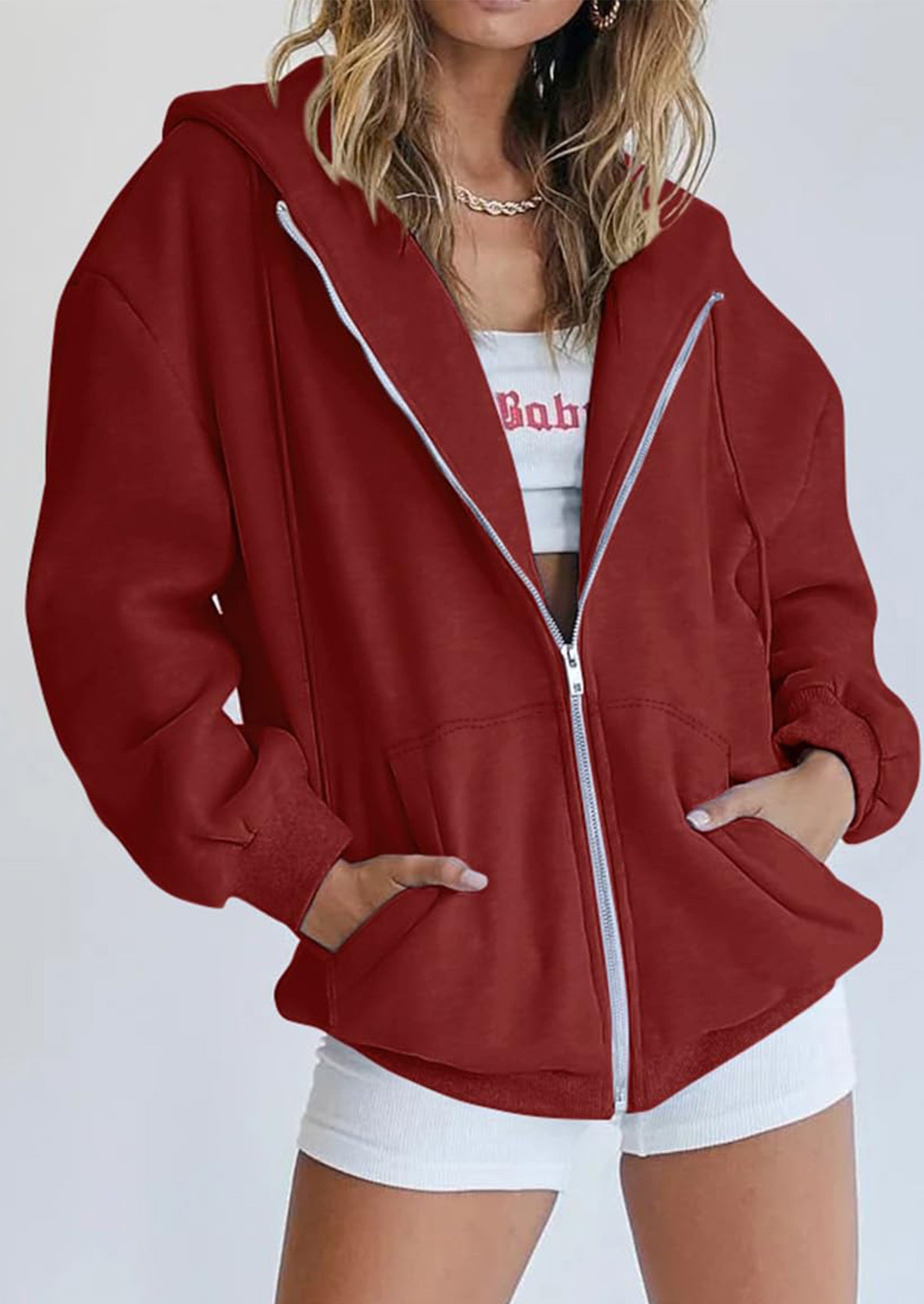 PRETTYGARDEN Women's Zip Up Y2K Hoodies Casual Long Sleeve Sweatshirts Fall Spring Track Jackets with Pockets