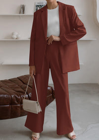 PRETTYGARDEN Women's Fall Two Piece Outfits Dressy Blazer Jacket and Wide Leg Pants Pockets Business Casual Office Suit Sets