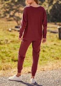 PRETTYGARDEN Women's Fall 2 Piece Lounge Set Long Sleeve Tops Ribbed Pants Spring Matching Sweatsuit Travel Outfits Clothes