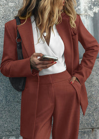 PRETTYGARDEN Women's Fall Two Piece Outfits Dressy Blazer Jacket and Wide Leg Pants Pockets Business Casual Office Suit Sets