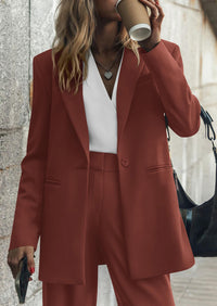 PRETTYGARDEN Women's Fall Two Piece Outfits Dressy Blazer Jacket and Wide Leg Pants Pockets Business Casual Office Suit Sets